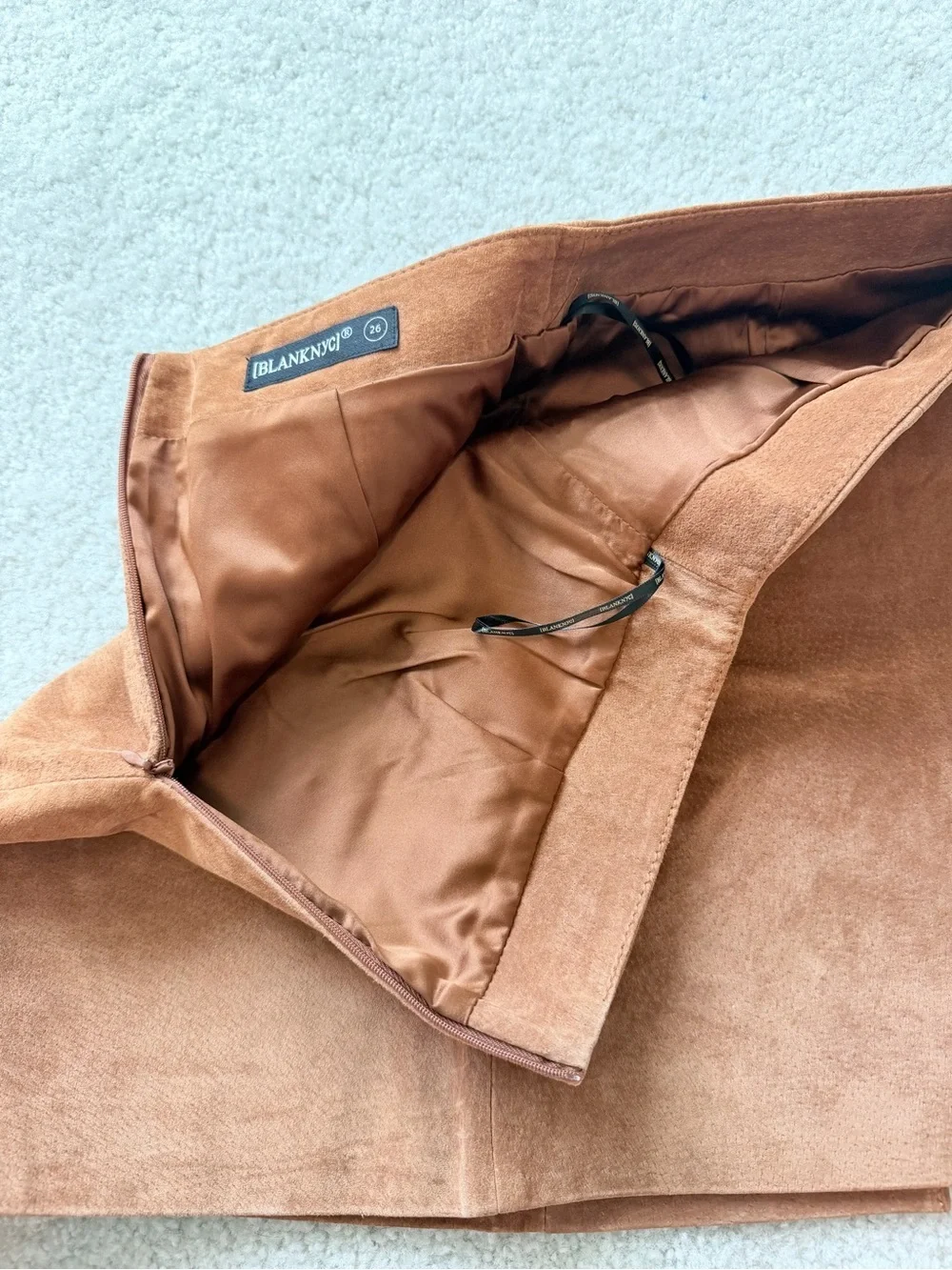 BlankNYC El Dorado Double Buckle Suede Leather Mini Skirt Size 26 Boho Western